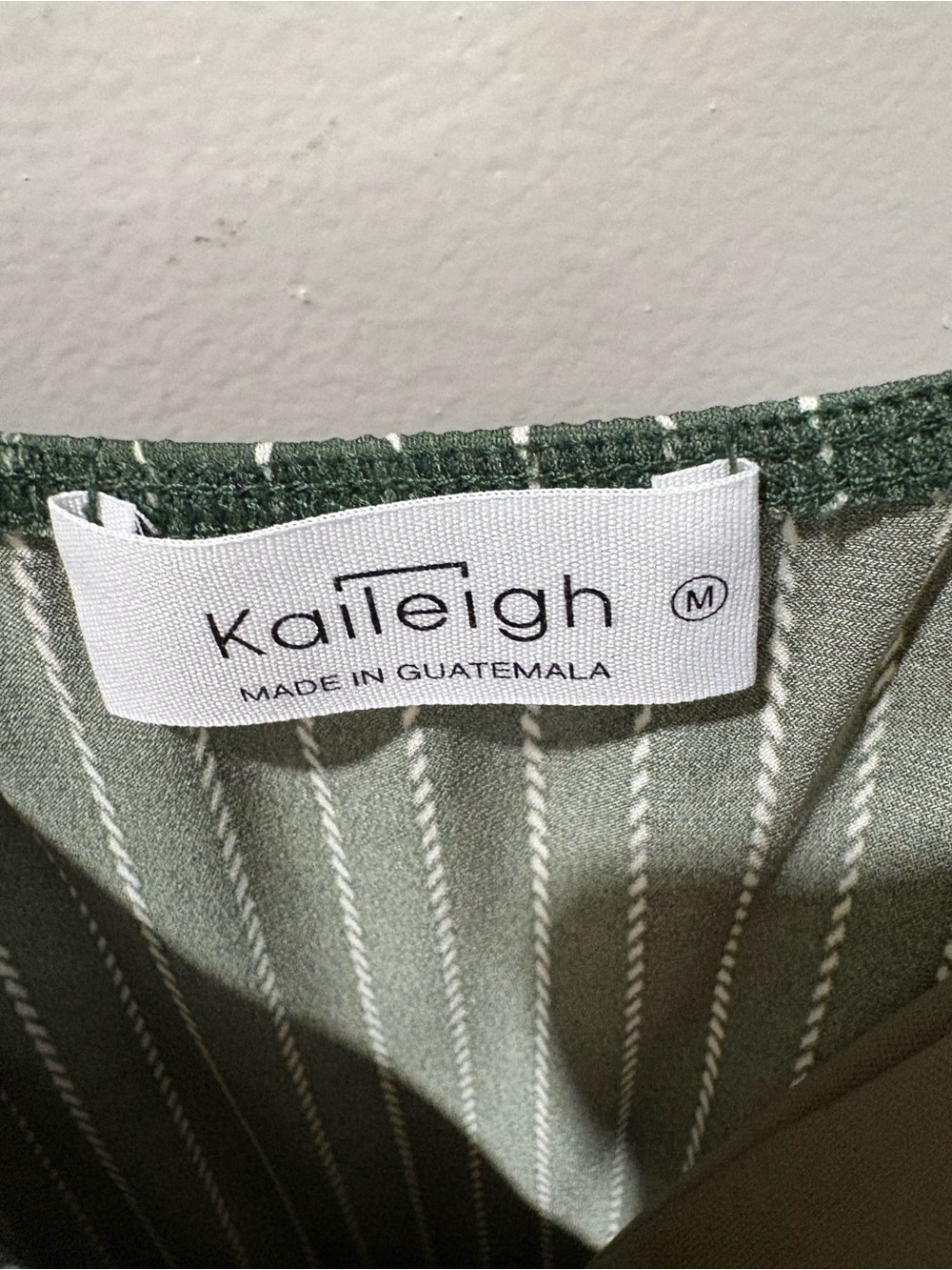 Kaileigh Olive Green Pinstripe Wrap Jumpsuit - Picture 4 of 5